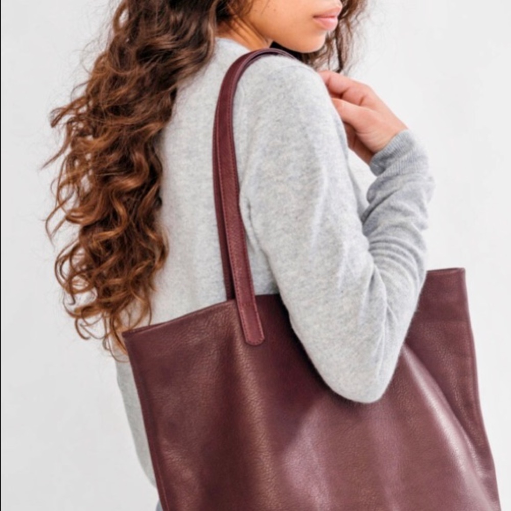 Baggu leather tote in oxblood